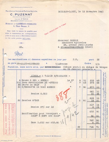 1941 manufacture centrale - centrale, de