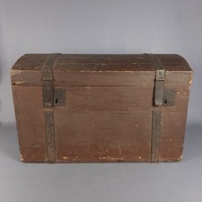 Antico Baule Legno Ferro Cassa Bauletto d’Arredo Design Industriale Primi '900