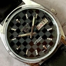 Orologio Seiko 5 Vintage Automatico Nero Day Date Revisionato Modello Anni 70