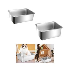 Lettiera per gatti in acciaio inox con bordi alti, con sabbia, articoli per