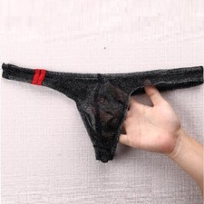Slip uomo intimo sexy vita bassa tinta unita traspirante elastico trasparente mutandine