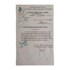 1942 Partito Fascista Gioventù Italiana Littorio Aquila Firma Senatore C03281