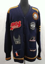 Maglione Harley Davidson iconico cotone e pelle scamosciata con toppe grandi