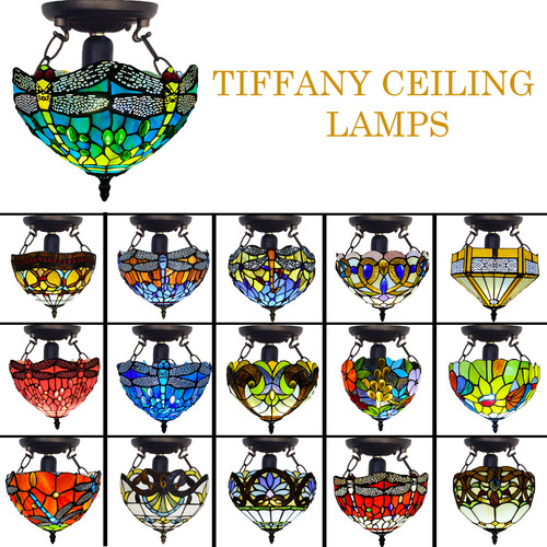 Plafoniera stile tiffany vetro - plafoniera,