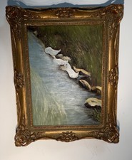 Anatre allo stagno dipinto ad