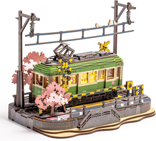 Puzzle legno sakura tram - puzzle,