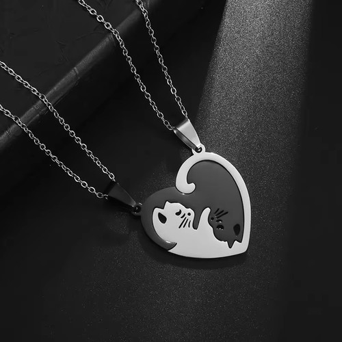Collana cuore gatto donna