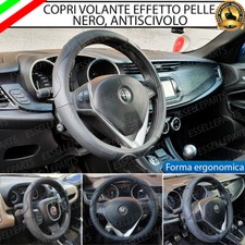COPRIVOLANTE COVER EFFETTO PELLE NERO PER FIAT 600 ANTISCIVOLO ERGONOMICO