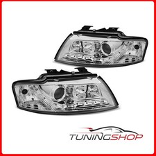 LPAUF3 FARI FANALI ANTERIORI HEADLIGHTS DAYLIGHT CHROME AUDI A4 B6 CABRIO 02-06 