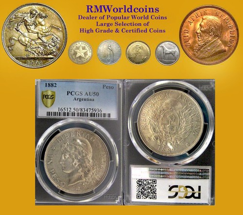 Argentina 1882 peso rare high - 1882,