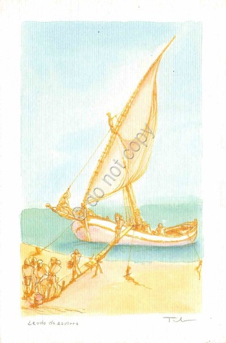 Cartolina barca illustrata - cartolina,