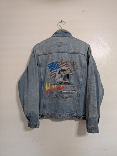 Giacca denim blu harley - giacca,