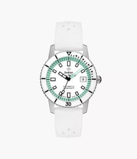 Zodiac Super Sea Wolf Compression Automatic White Dial White Rubber Watch ZO9309