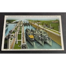 Cartolina Panama Canal - U. S. Destroyers Entering Middle Chamberrs - Gatun Lock