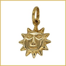 Ciondolo in ORO Giallo 18 kt 750 Sole Sorridente Bombato Pendente da Uomo Donna