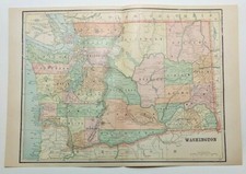 Mappa Atlante WASHINGTON 1894
