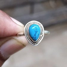 Blu Turchese Pera Gemma Anello