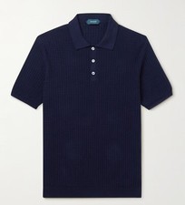 Zanone (Slowear) Polo uomo in maglia di cotone, blu navy, taglia media/48 EU ($415 vendita al dettaglio!)