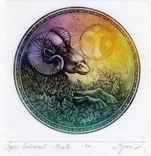 ZSUZSA EGRESI - SEGNI ZODIACALI - ARIETE - INCISIONE FIRMATA