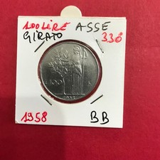 REPUBBLICA ITALIANA- 100 LIRE MINERVA 1958 ASSE RUOTATO 330° (RARA).
