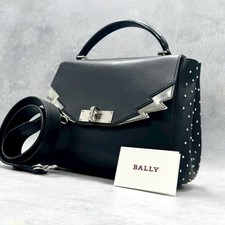 Borsa a mano BALLY Suzy in pelle nera 2WAY tracolla rossa interno borchie oro