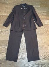  Tailleur Abito Vintage Valentino Garavani jacket and pants 90s wool dress brown