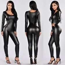CATSUIT CLUBWEAR Body Tuta Motore Nero Donna Vinile PVC Wetlook Pelle