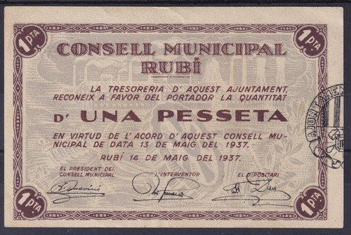 Billete rubi peseta 1937 - peseta,