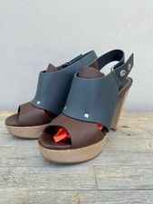 Sandali Marni numero 38,5 in cuoio marrone e blu