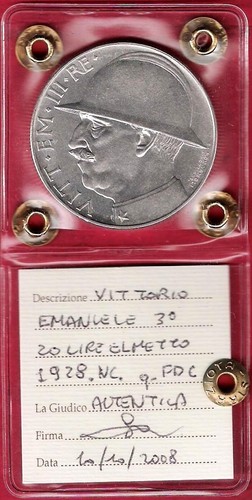 Lire 1928 elmetto periziato - 20,