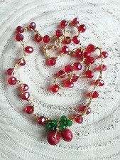 COLLANA Girocollo Con Ciliegie ? Fatta A Mano All'uncinetto 