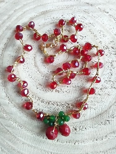 Collana girocollo con ciliegie - collana,