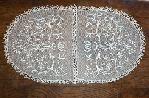 Pizzo antico tulle ricamato - -,