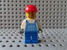 Lego personaggio Town uomo tuta blu salopette berretto rosso ovr038 7747