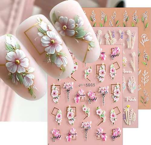 Adesivi nail art foglie fiori - adesivi,