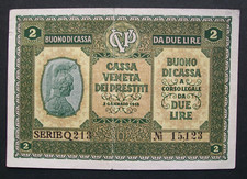 CASSA VENETA DEI PRESTITI 2 LIRE  del 1918  Occupazione austriaca