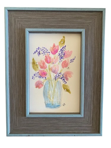 Quadro acquerello con - , cornice