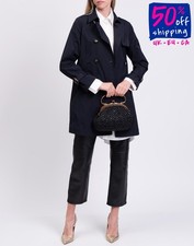 RRP€359 DEKKER Bormida Uw Trench Cappotto IT40 US4 UK8 S Blu Doppiopetto