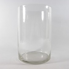 VASO DA FIORI CONTENITORE CILINDRICO IN VETRO SOFFIATO VINTAGE Ø 13.5 cm - W429