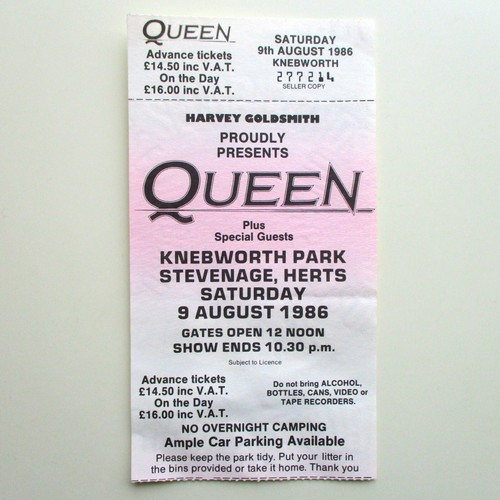 Queen knebworth ticket - ticket, +