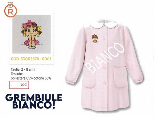 Grembiule bianco per bambina - bianco,
