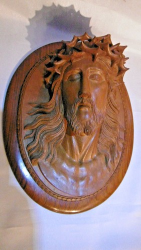 Viso cristo scolpito legno - viso,