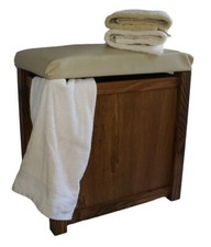 Porta biancheria cesta in legno cesto bucato cuscino puff seduta bagno letto