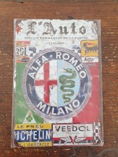 Targa in metallo 20x30cm - ALFA ROMEO - Legend Su L'Auto con Sponsor dell'Epoca