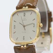 **Ecc+5 con scatola carta** Vintage 1982 OMEGA De Ville Cal.1417 Quarzo Oro 27mm Uomo