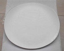 DOMINO Serie " MIRROR " 6 Piatti Frutta Ovali filo di Platino Bone China NUOVO  