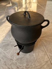 Pentola Bourguignonne Fonduta Fondue Formaggio Gourmet Nera Pesante Fiamma Ghisa