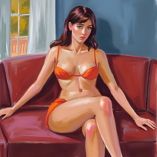 Nudo divano femminile - , dipinto