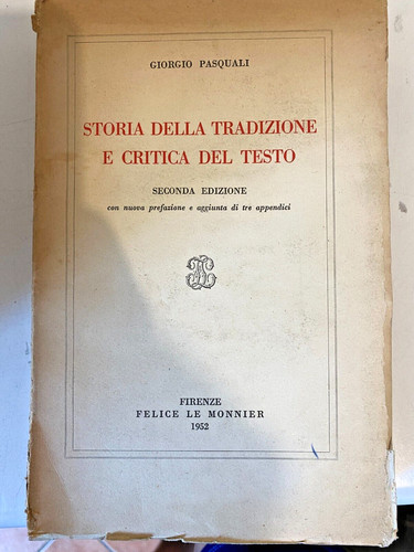 Pasquali storia della - pasquali,,