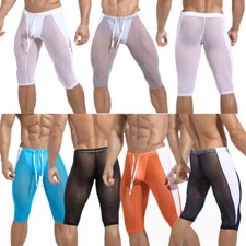 Pantaloncini corti uomo sexy maglia trasparente palestra bodybuilding sport fitness uomo leggings